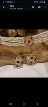 Load image into Gallery viewer, Necklace  set - White Beads with coloured stones &amp; gold finish MadHug Health Beauty and Personal care
