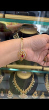 Load image into Gallery viewer, Rose Gold Bracelet- Finely crafted and Finished with white stones and Ruby pink center  is an addition to the MadHug Star Garland Range. 
