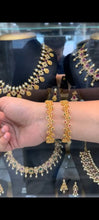 Load image into Gallery viewer, Bangle- Expertly crafted Gold Plated Pair with Red and Green Stones at MadHug. Your love them on any costume and occasion.
